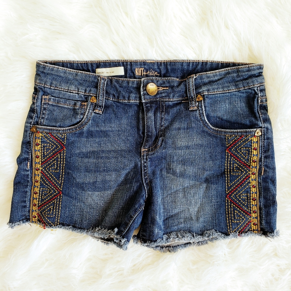 KUT from the Kloth | Embroidered Jean Shorts sz 4